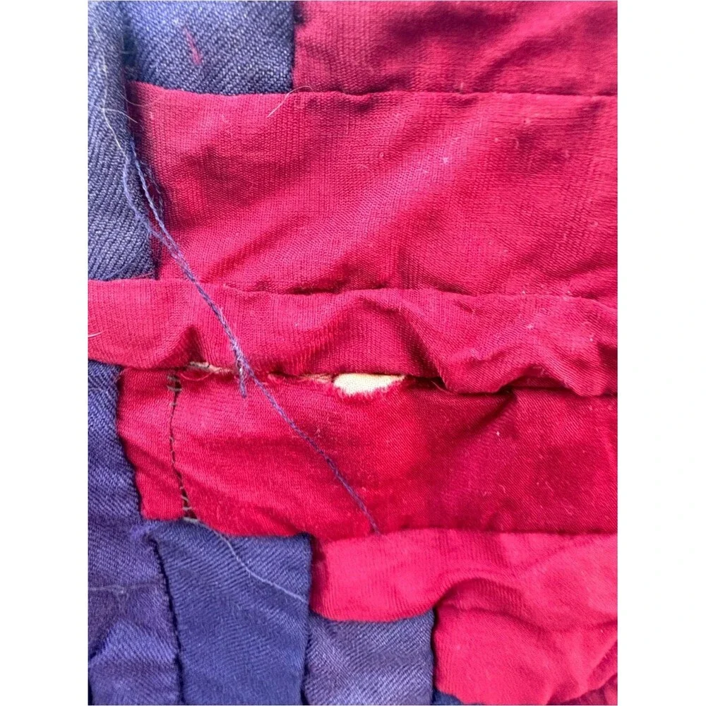Handmade Patchwork Quilt - Deep Red, Navy